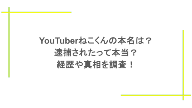 YouTuberねこくんの本名は？逮捕されたって本当？経歴や真相を調査！
